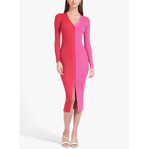 Staud Pink 'Shoko' Lurex V NeckLong Sleeve Sweater Size S - NWT